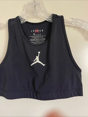 Jordan Black Crop Tank sports bra with White Jumpman